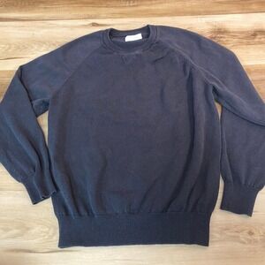 Italic Womens Navy Blue 100% Cotton Raglan Crewneck Sweater Medium